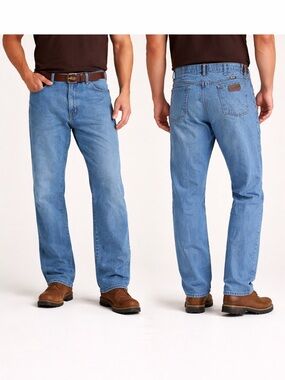 Wrangler 47MWZ Men’s Regular Fit Jeans 40x32 Light Wash Straight Denim